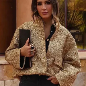 Bérénice | Kurze goldene Jacke — Strahlende Eleganz & Festlicher Charme