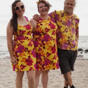 Skjorta David - Dahlia Leaf Yellow Pink