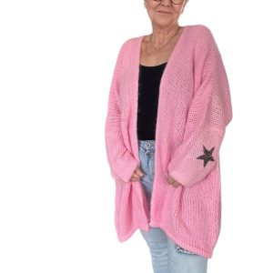 Cardigan stjärna rosa