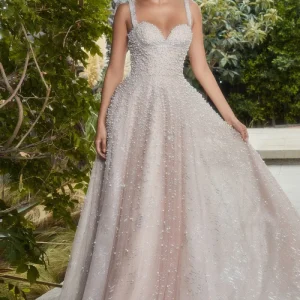 Pearlesque Ball Gown with Crystal Straps