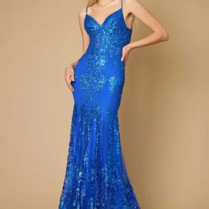 Elektra Embellished Corset Formal Dress - Royal Blue